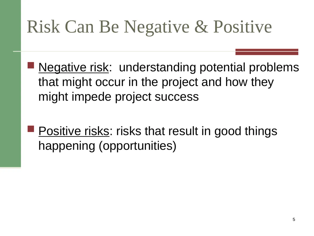 Risk Management PMI Knowledge Areas Importance of - slide 5 of 20