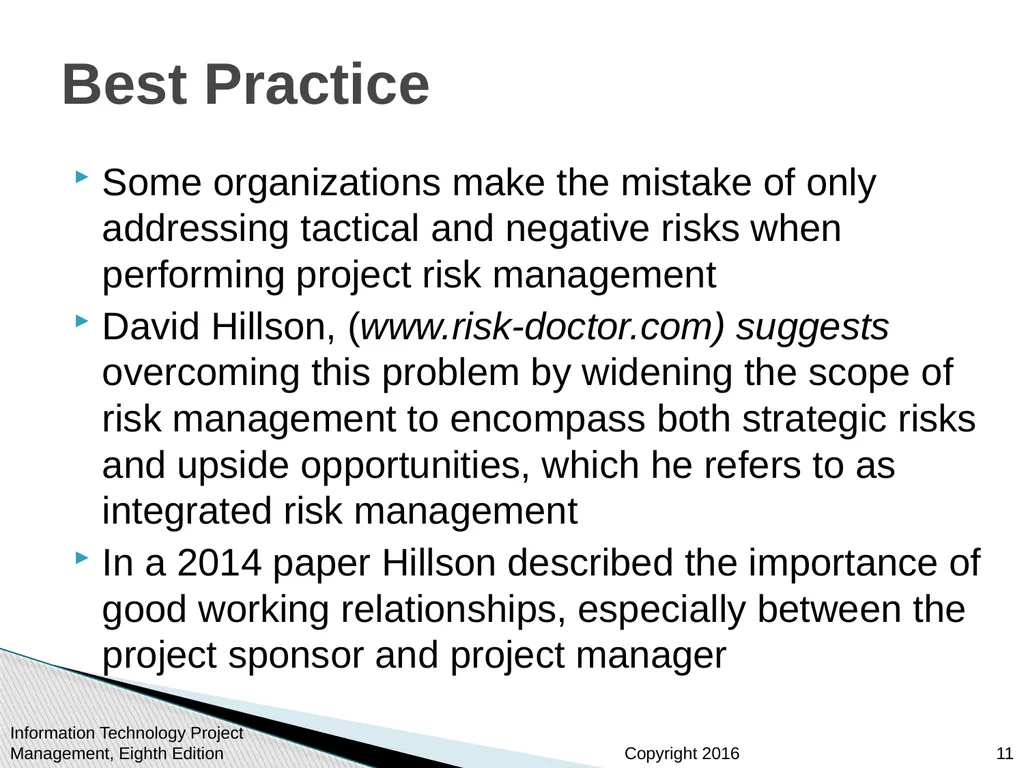 Chapter 11 : Project Risk Management Information - slide 11 of 60