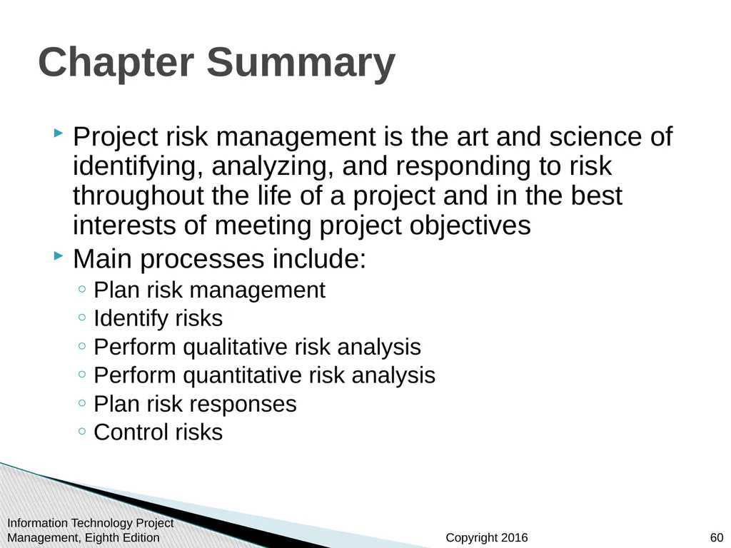 Chapter 11 : Project Risk Management Information - slide 60 of 60