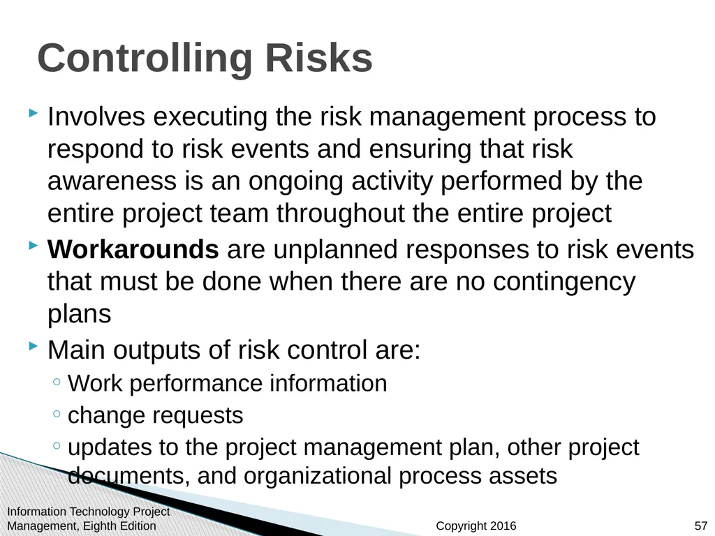 Chapter 11 : Project Risk Management Information - slide 57 of 60