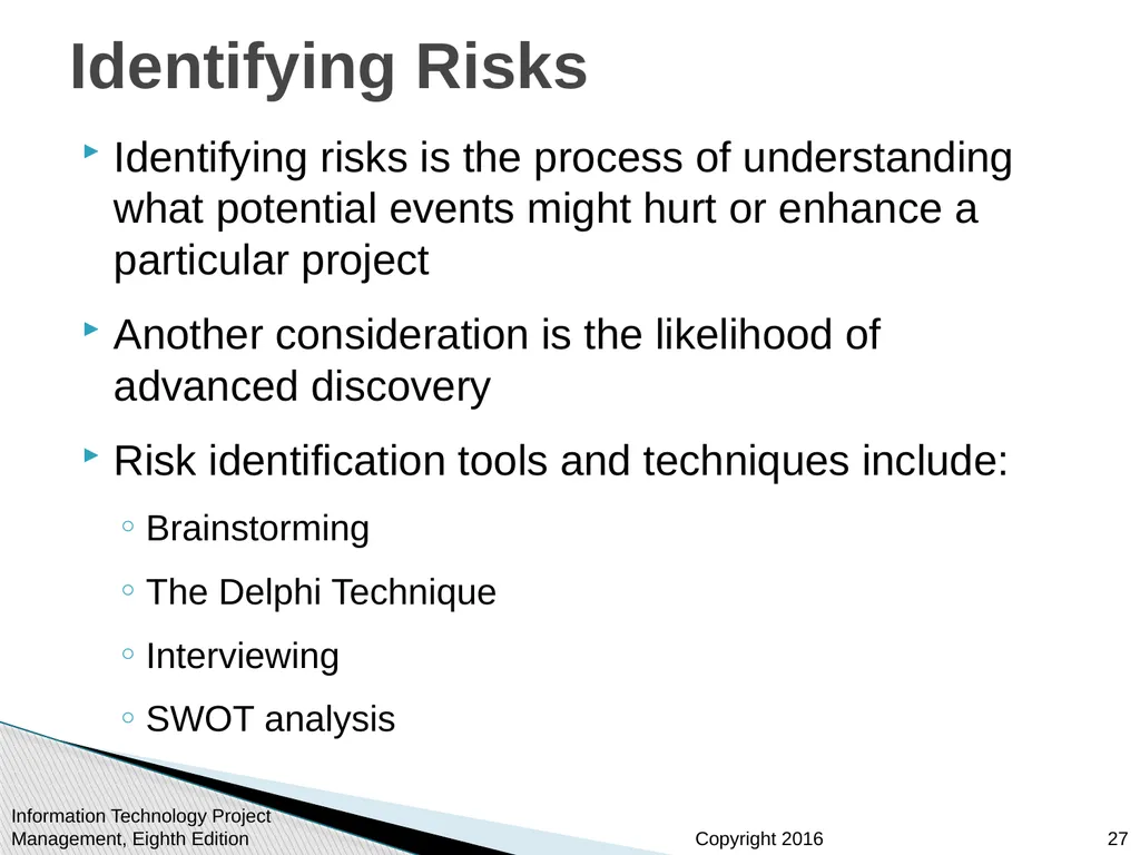 Chapter 11 : Project Risk Management Information - slide 27 of 60