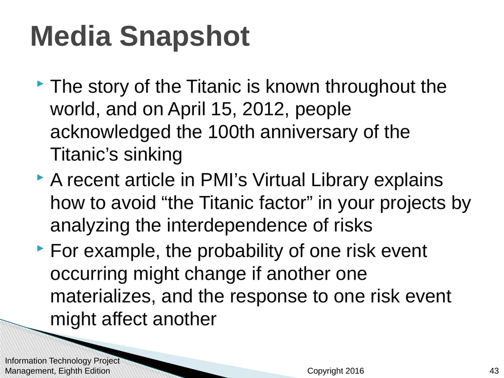 Chapter 11 : Project Risk Management Information - slide 43 of 60