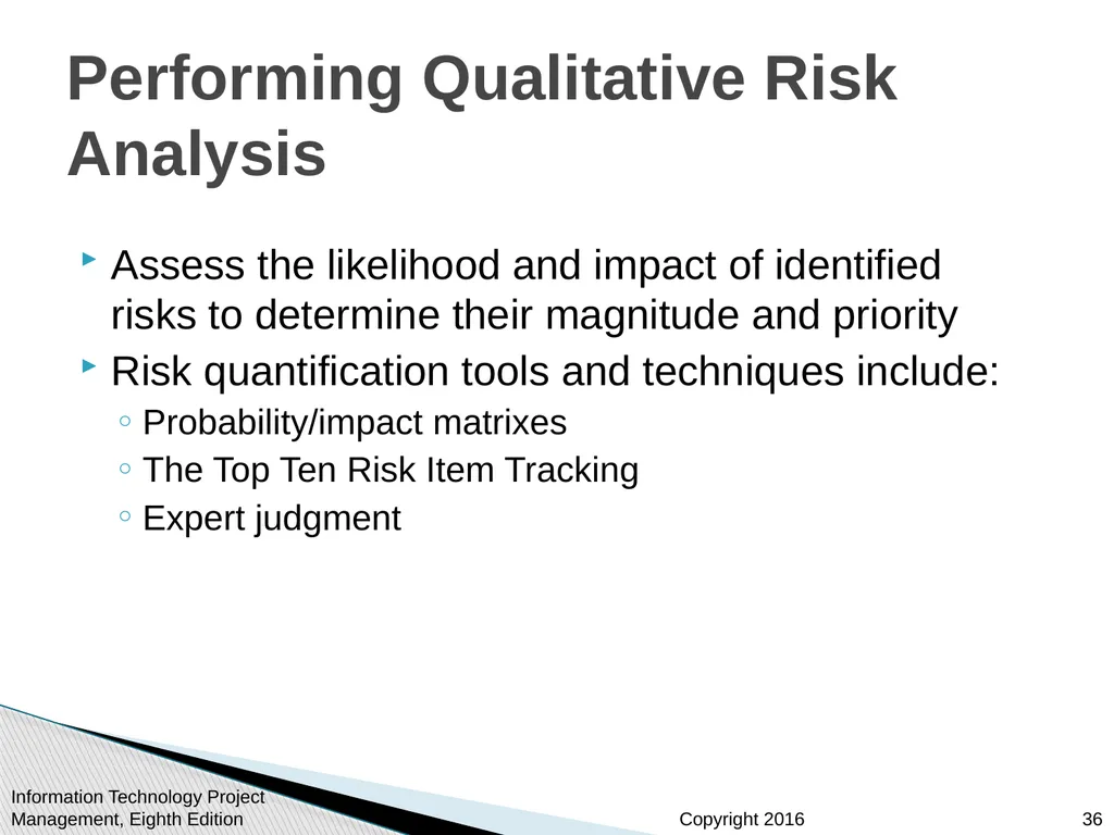 Chapter 11 : Project Risk Management Information - slide 36 of 60