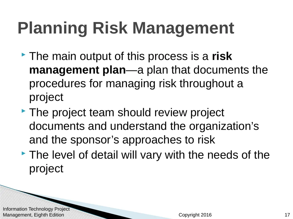 Chapter 11 : Project Risk Management Information - slide 17 of 60