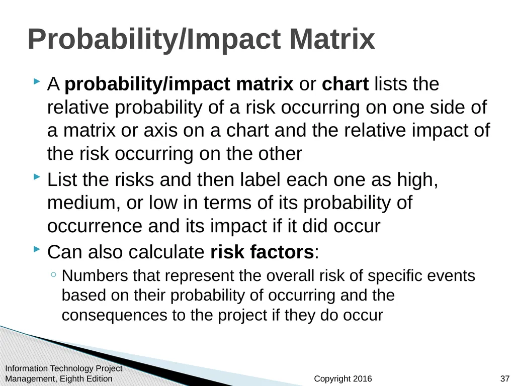 Chapter 11 : Project Risk Management Information - slide 37 of 60