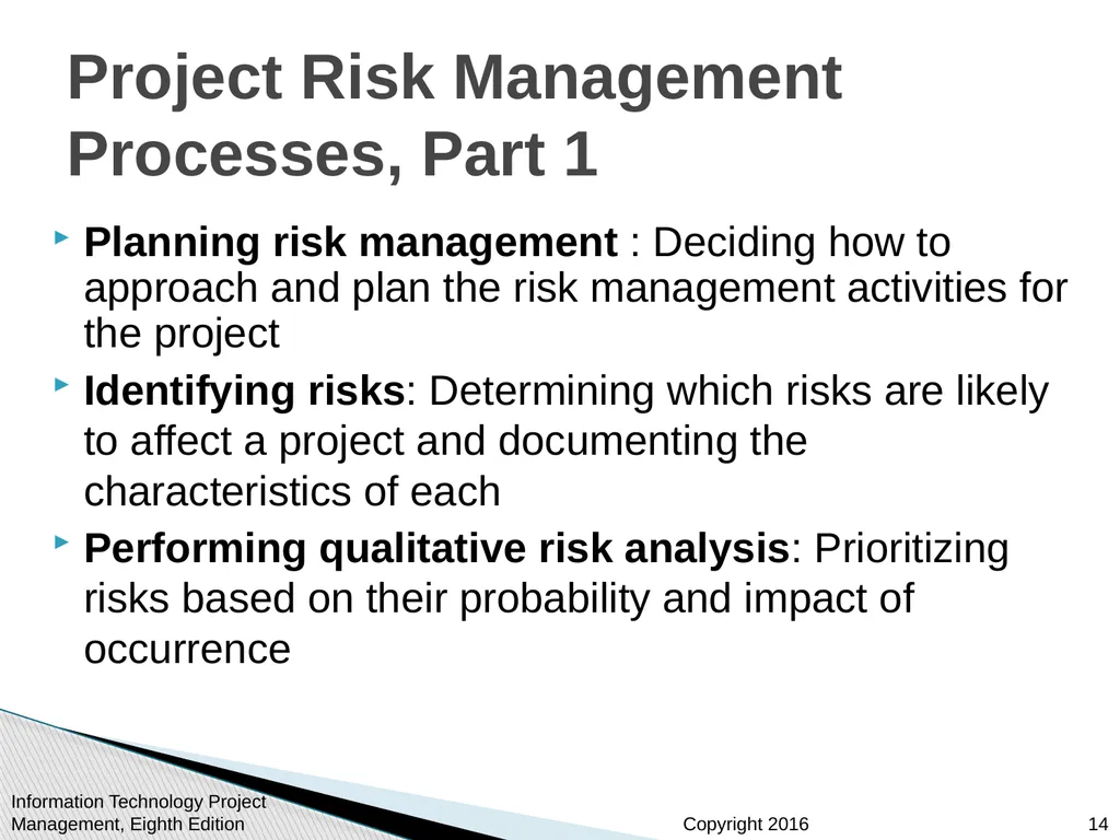 Chapter 11 : Project Risk Management Information - slide 14 of 60