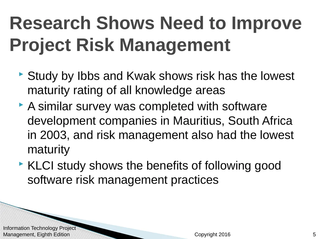 Chapter 11 : Project Risk Management Information - slide 5 of 60