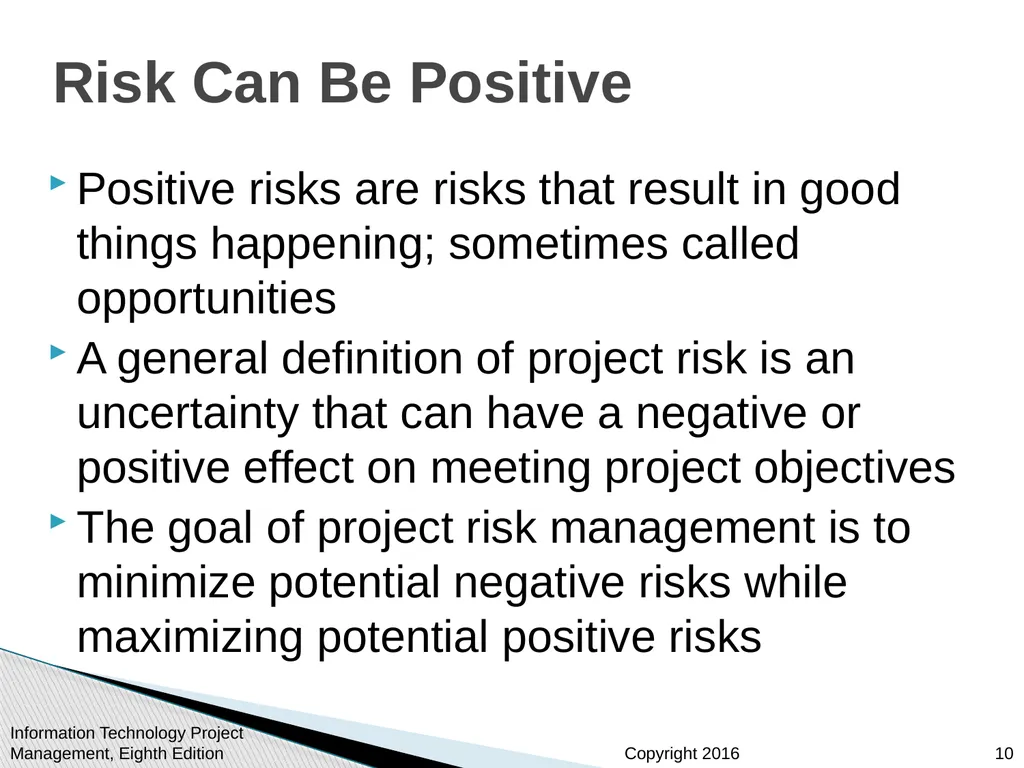 Chapter 11 : Project Risk Management Information - slide 10 of 60