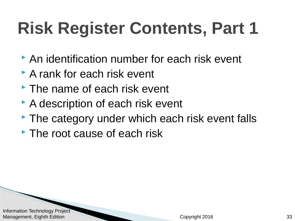 Chapter 11 : Project Risk Management Information - slide 33 of 60