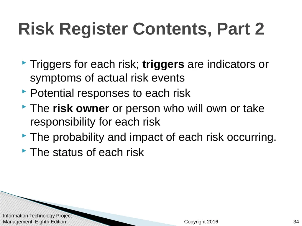 Chapter 11 : Project Risk Management Information - slide 34 of 60