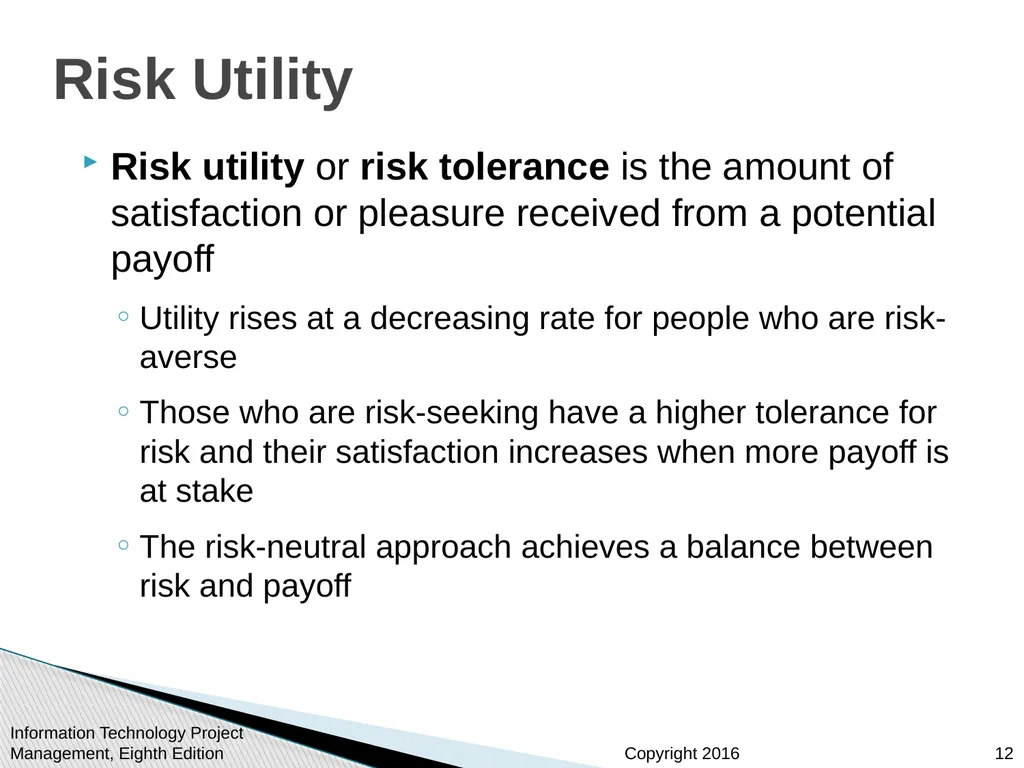 Chapter 11 : Project Risk Management Information - slide 12 of 60