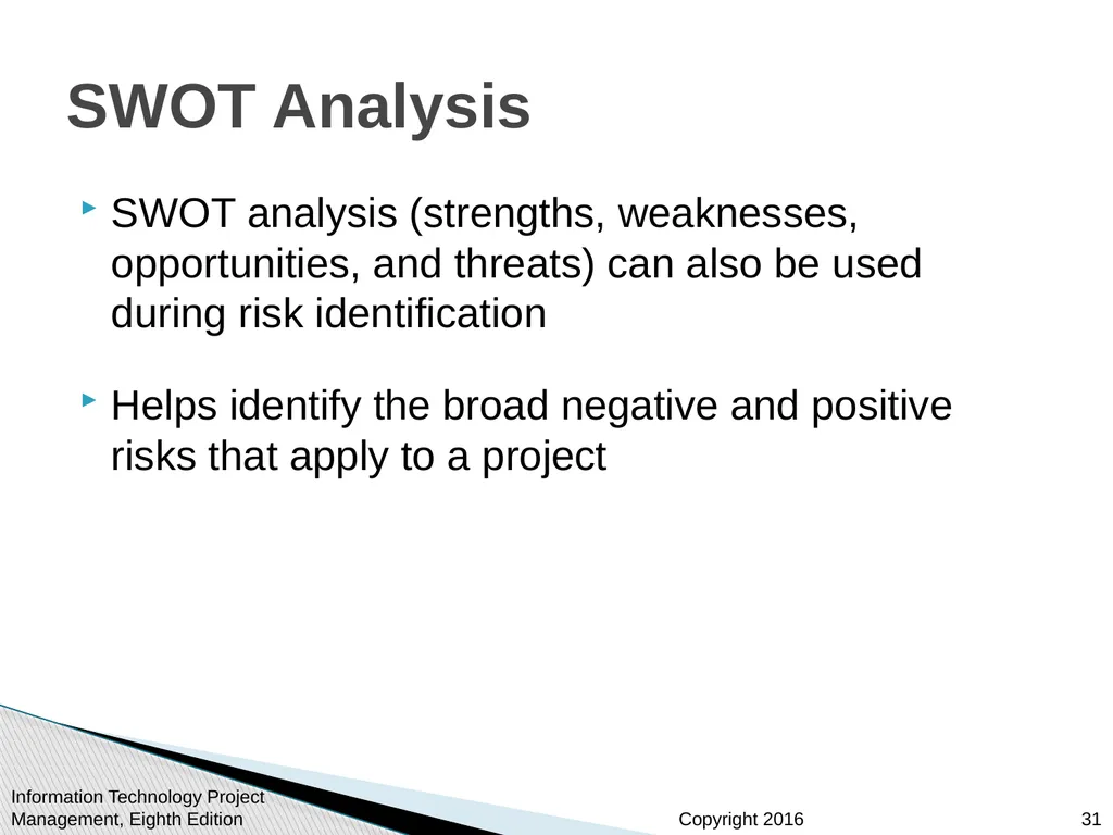 Chapter 11 : Project Risk Management Information - slide 31 of 60