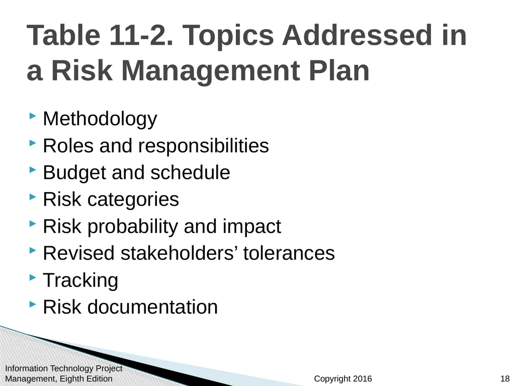 Chapter 11 : Project Risk Management Information - slide 18 of 60