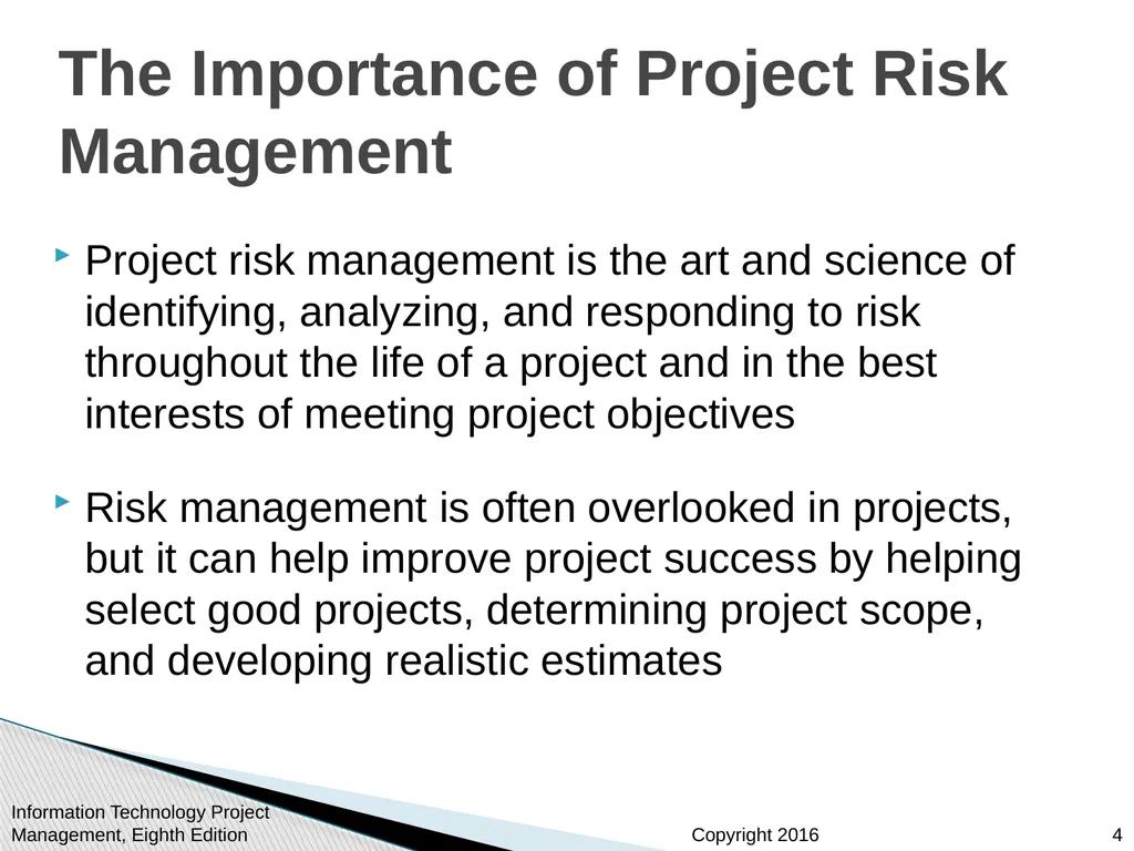 Chapter 11 : Project Risk Management Information - slide 4 of 60