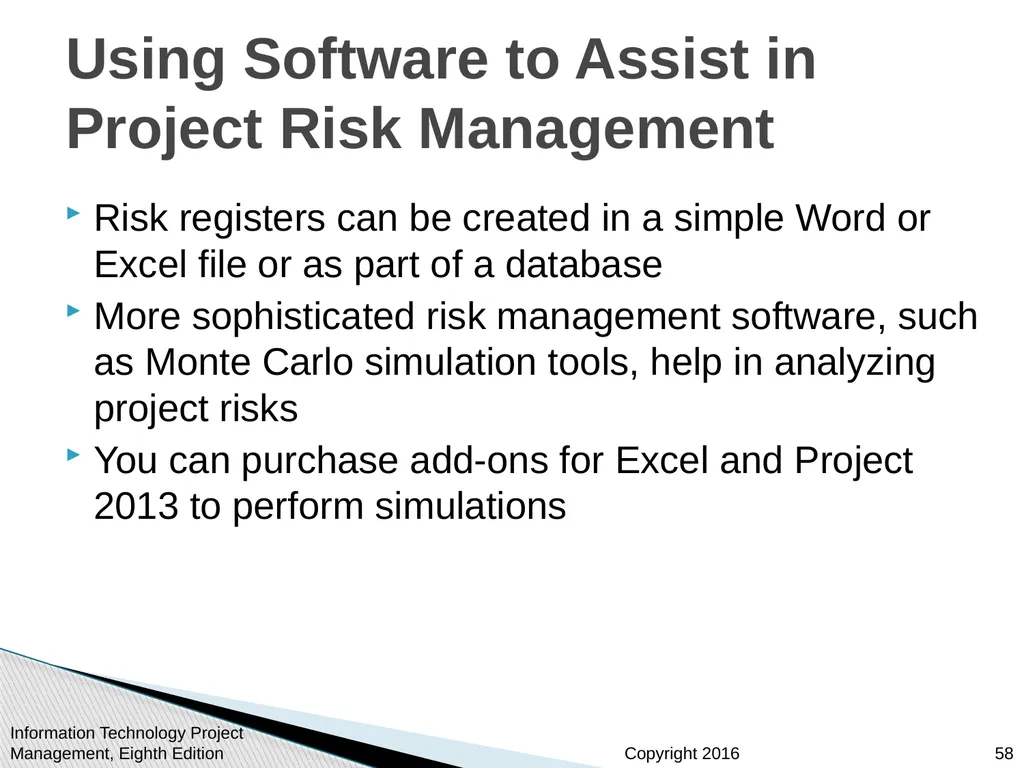 Chapter 11 : Project Risk Management Information - slide 58 of 60