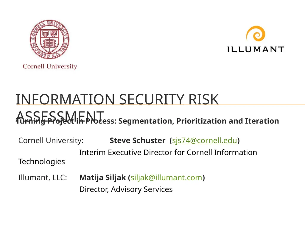 Information SECURITY Risk Assessment Turning - slide 1 of 17