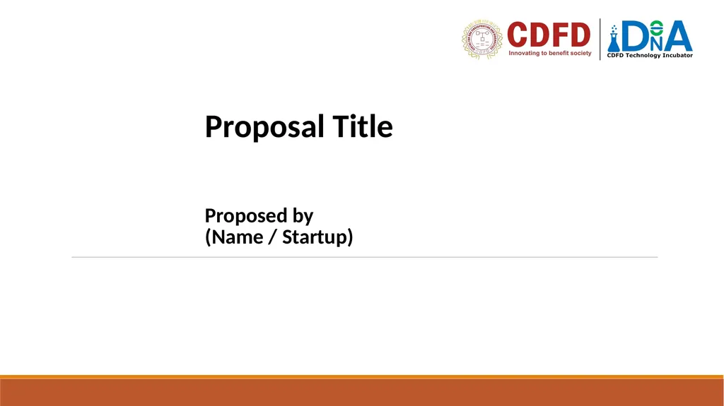 Proposal Title Proposed by (Name / Startup) - slide 1 of 8