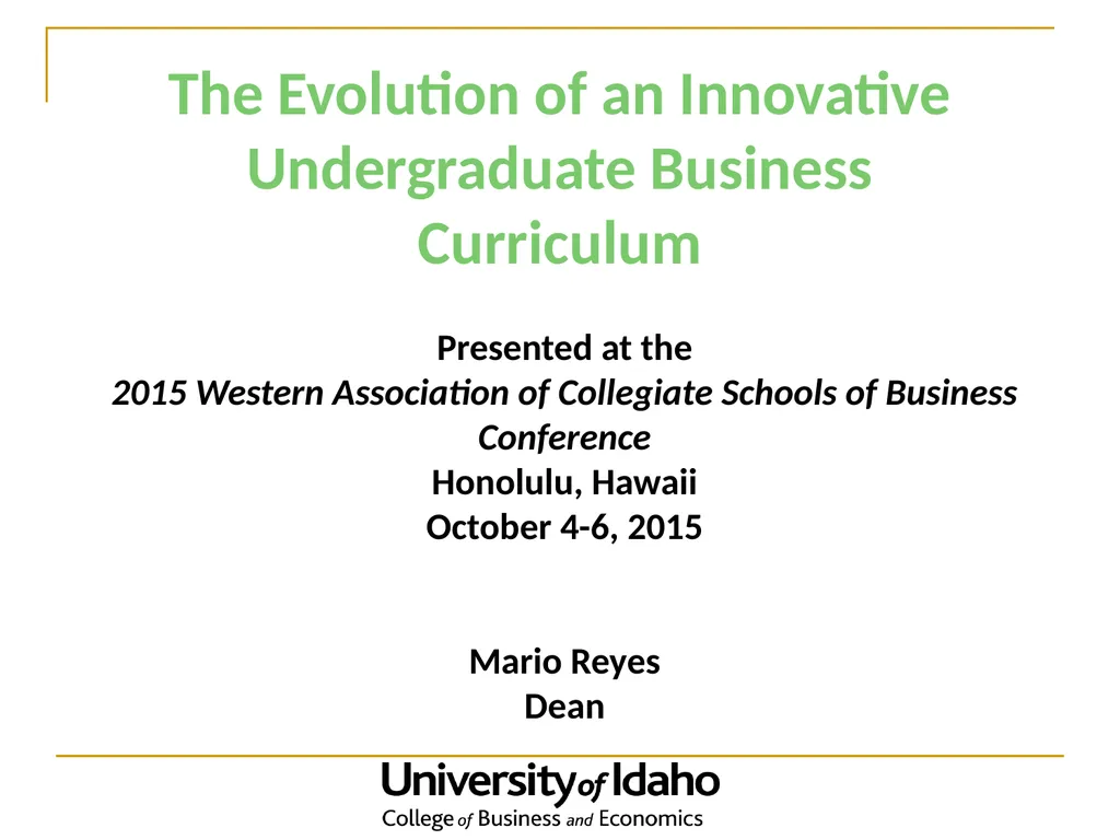 The Evolution of an Innovative Undergraduate