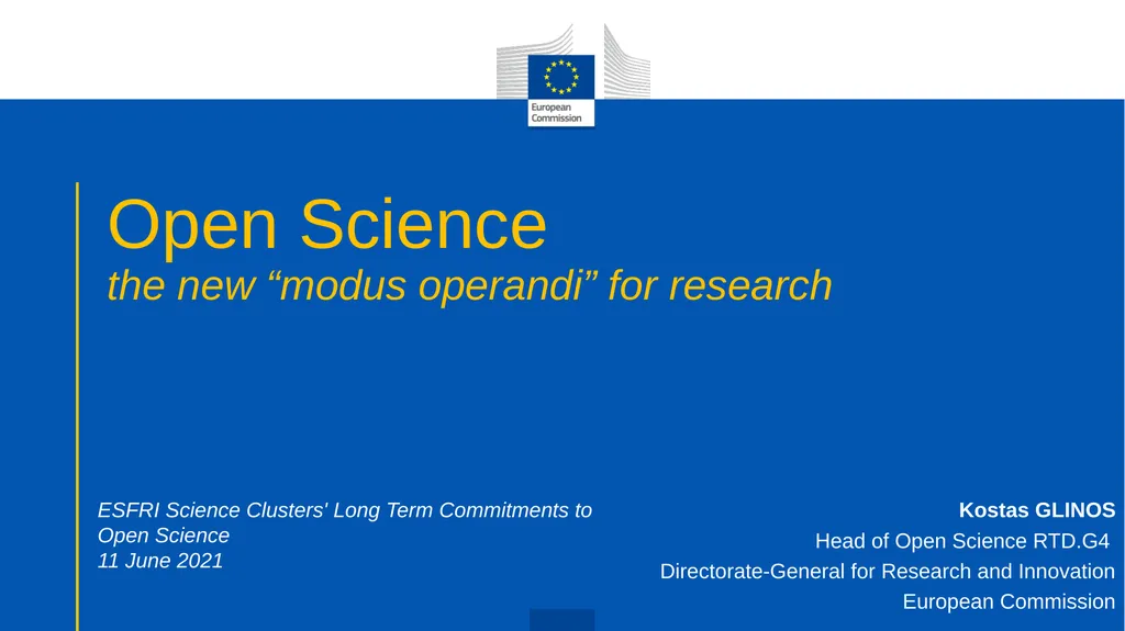 Open Science the new “modus operandi” for research - slide 1 of 14