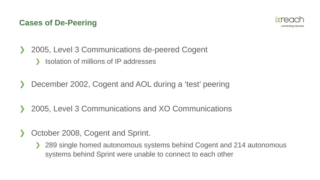 The Role IXPs and Peering Play in the Evolution of - slide 24 of 29