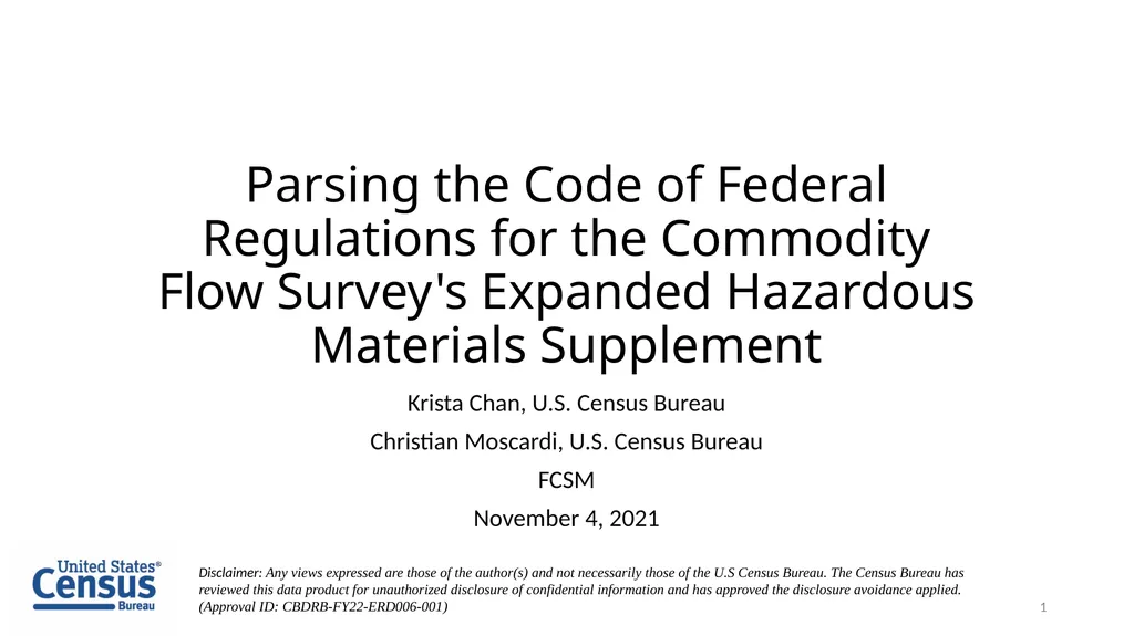 Parsing the Code of Federal Regulations for the - slide 1 of 22