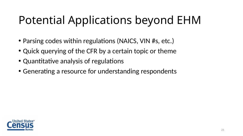 Parsing the Code of Federal Regulations for the - slide 21 of 22