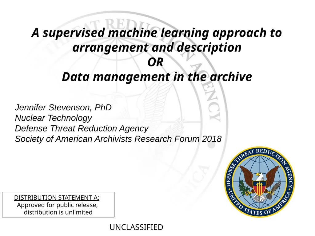 A supervised machine learning approach to - slide 1 of 15
