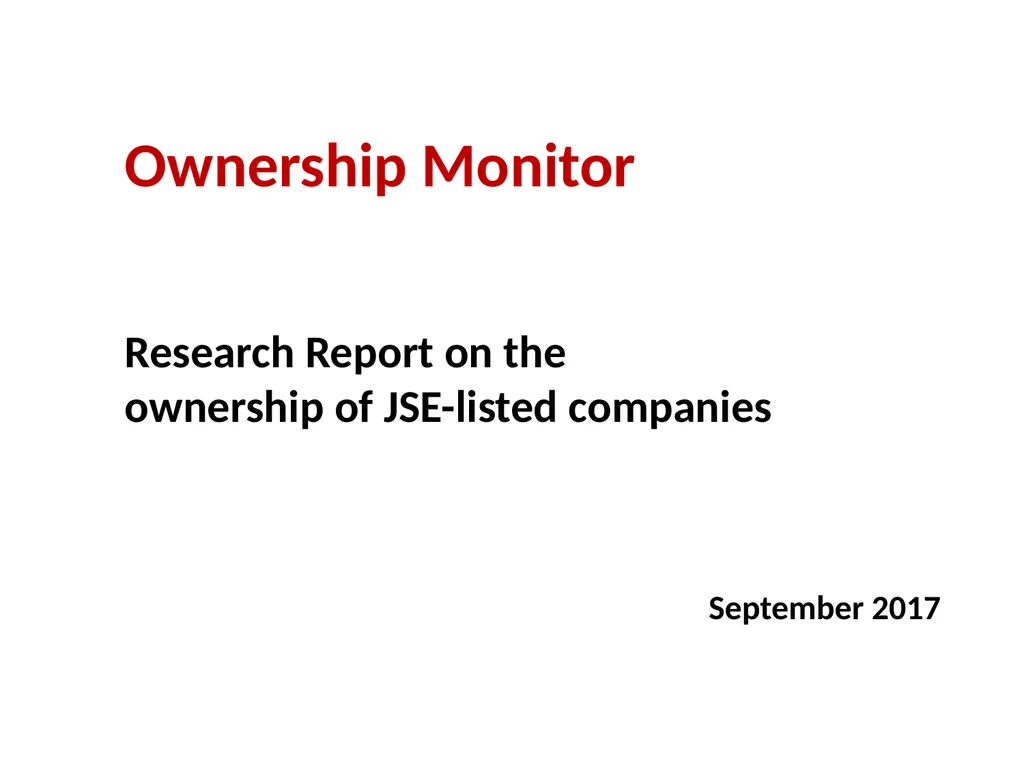 Ownership Monitor Research Report on the ownership - slide 1 of 20