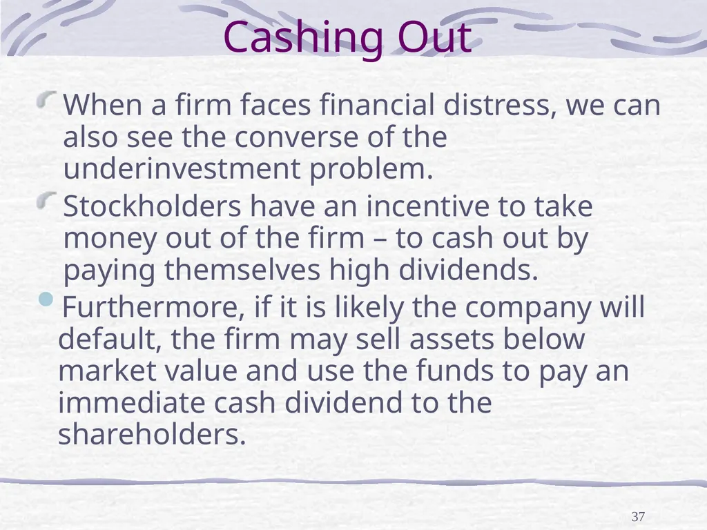 Capital Structure and Stockholder Incentives P.V. - slide 37 of 37