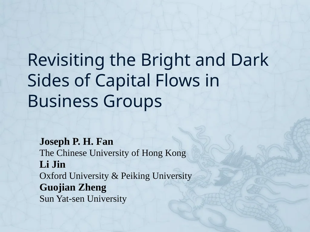 Revisiting the Bright and Dark Sides of Capital - slide 1 of 35