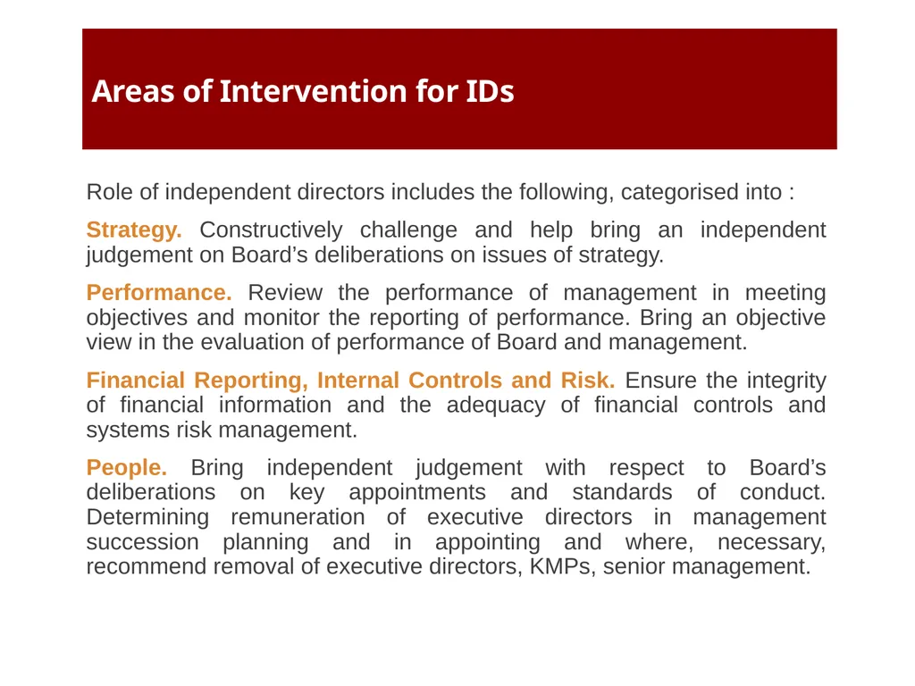 Independent Directors: Functions, Responsibilities - slide 29 of 37