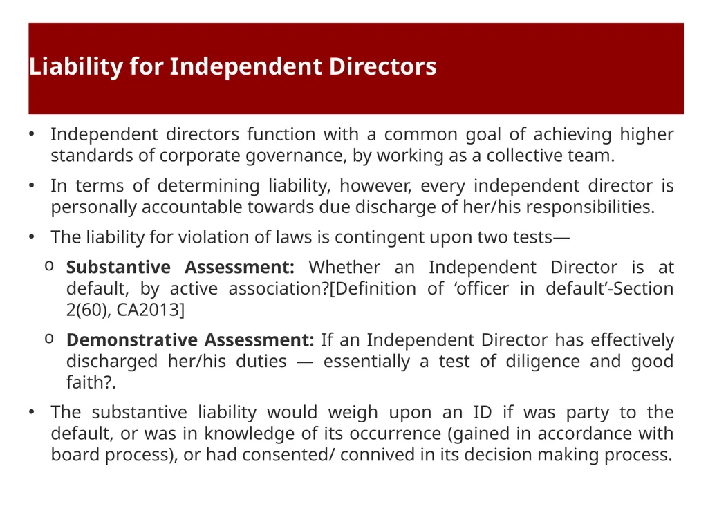 Independent Directors: Functions, Responsibilities - slide 24 of 37