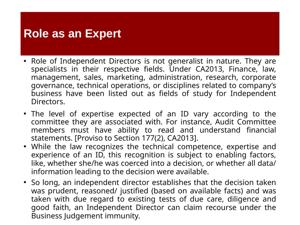 Independent Directors: Functions, Responsibilities - slide 34 of 37