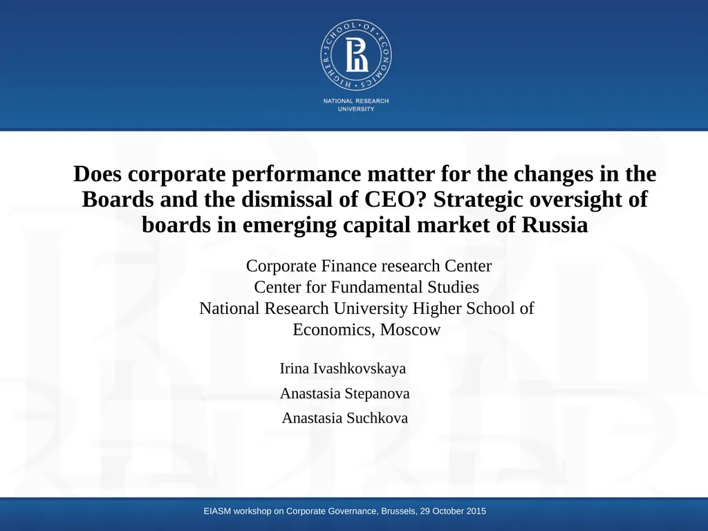 Does corporate performance matter for the changes - slide 1 of 23