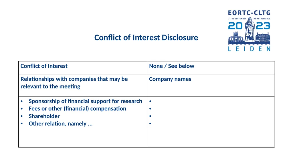 Conflict of Interest Disclosure