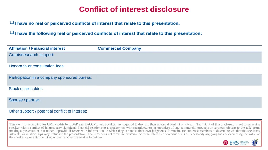 TITLE NAME OF PARTICIPANT Affiliation Conflict of - slide 2 of 3