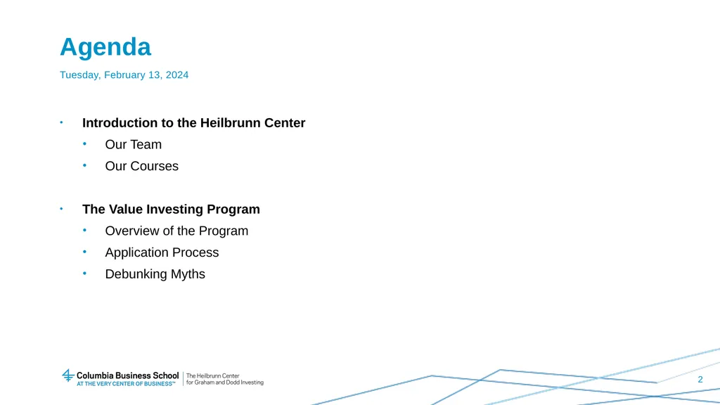 Value Investing Program Student Information - slide 2 of 13