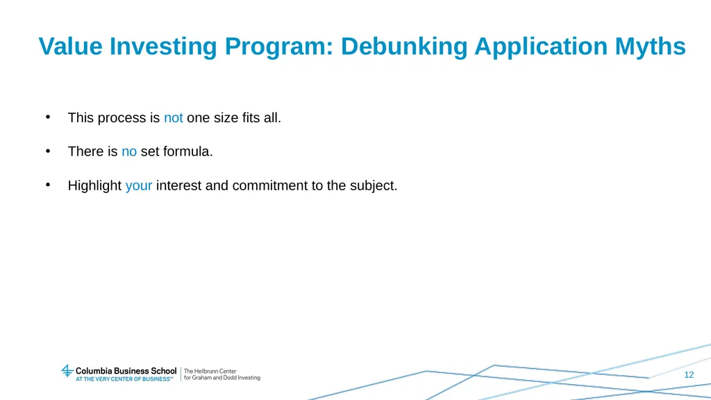 Value Investing Program Student Information - slide 12 of 13