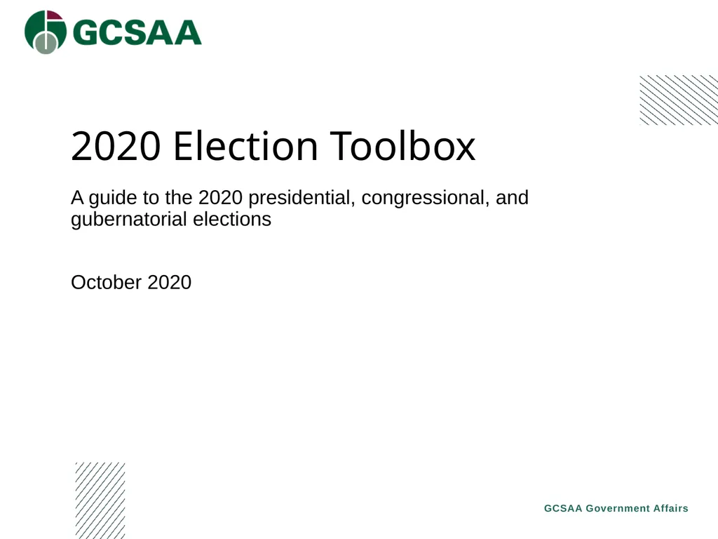 2020 Election Toolbox A guide to the 2020 - slide 1 of 20