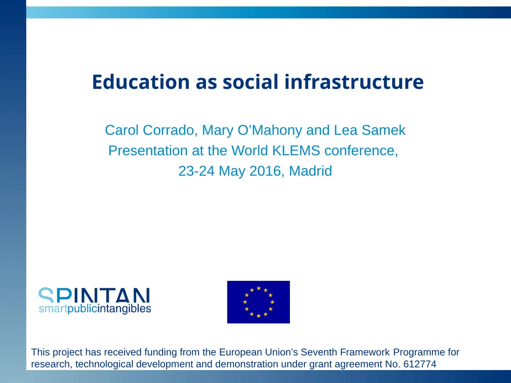 Education as social infrastructure Carol Corrado,