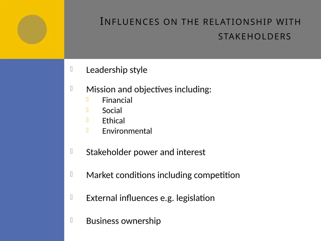 Stakeholders A2 Stakeholders and their influence - slide 6 of 11