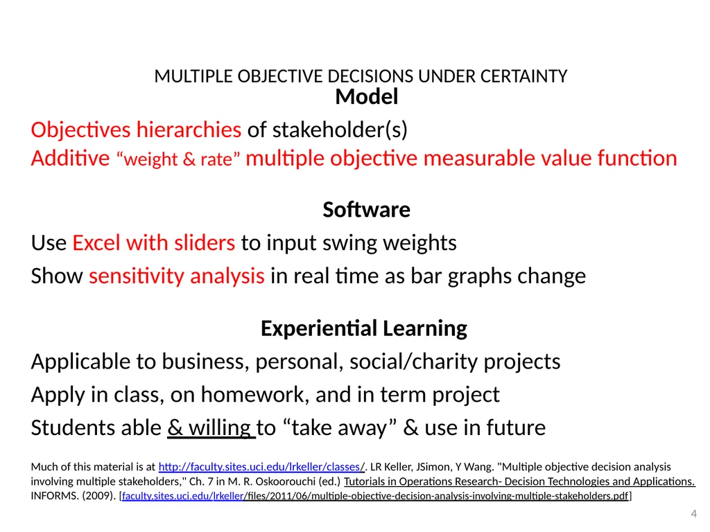 TEACHING MULTI-OBJECTIVE MULTI-STAKEHOLDER - slide 4 of 66
