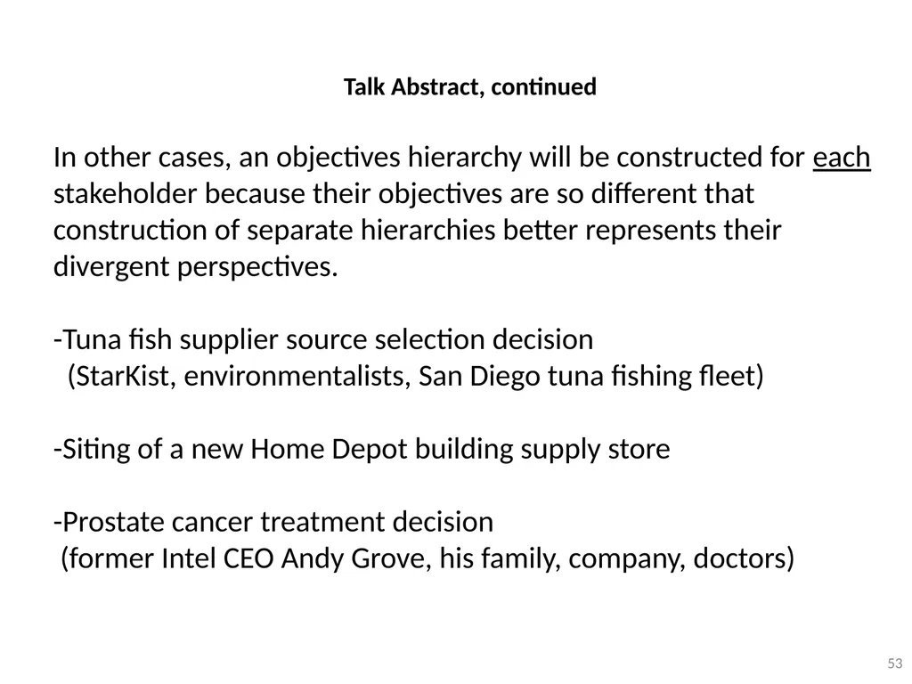 TEACHING MULTI-OBJECTIVE MULTI-STAKEHOLDER - slide 53 of 66
