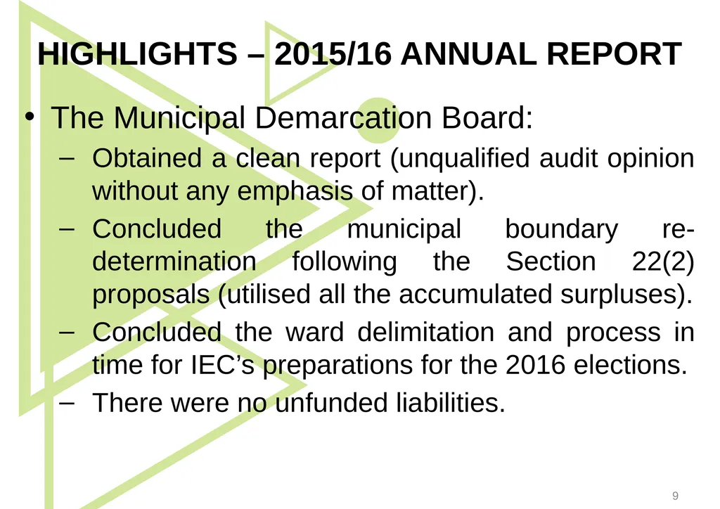 1 Presentation to the Portfolio Committee on - slide 9 of 42