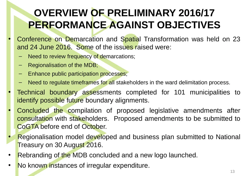 1 Presentation to the Portfolio Committee on - slide 13 of 42