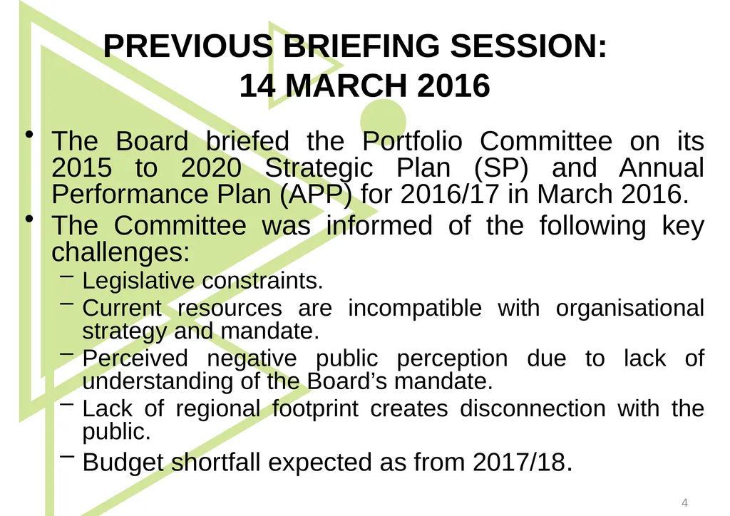 1 Presentation to the Portfolio Committee on - slide 4 of 42