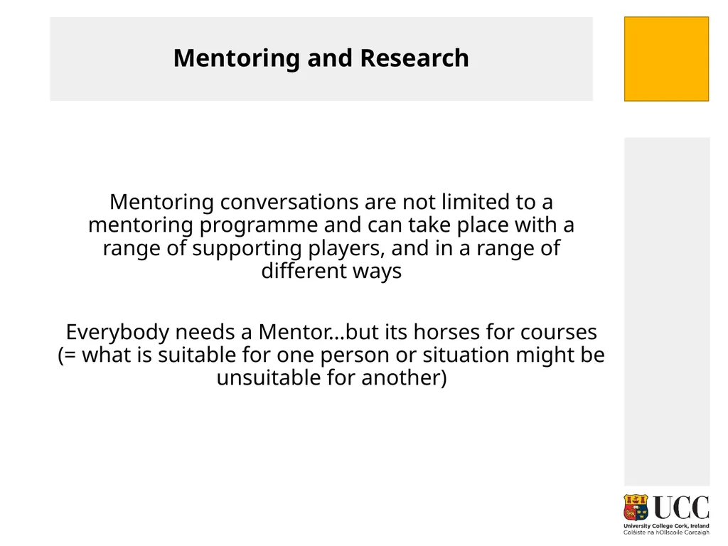 MENTORING FOR RESEARCHERS Paolo Saporito and Mary - slide 15 of 27