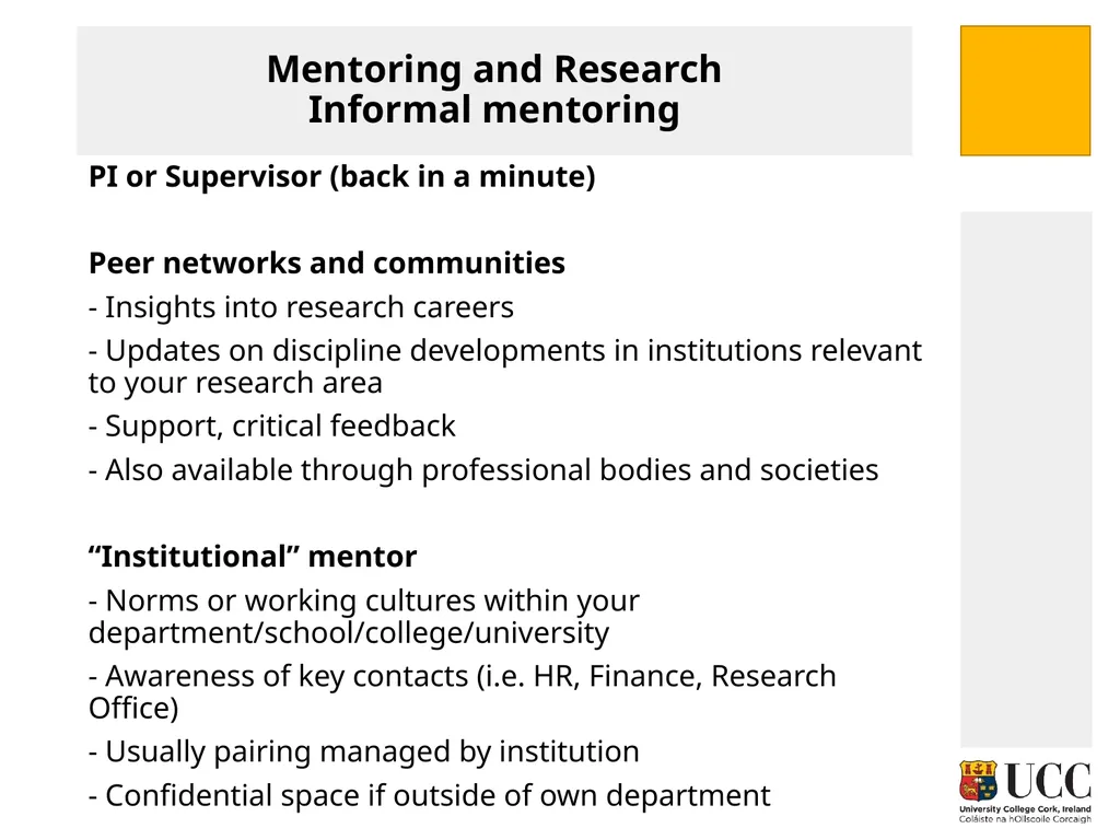MENTORING FOR RESEARCHERS Paolo Saporito and Mary - slide 16 of 27