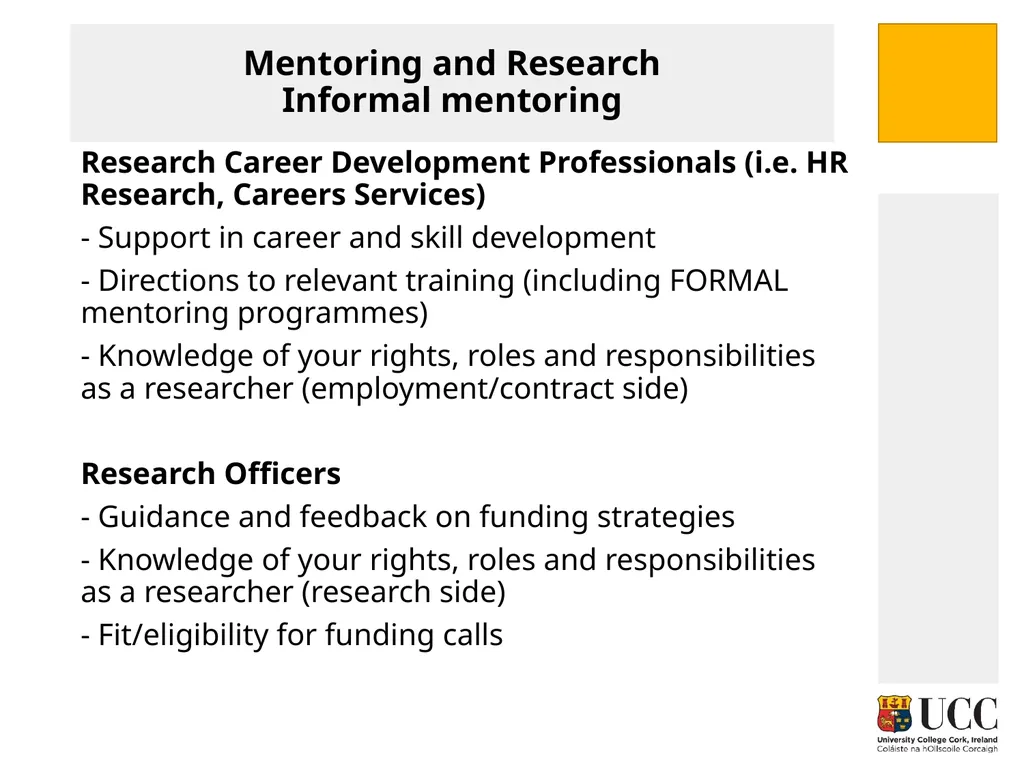 MENTORING FOR RESEARCHERS Paolo Saporito and Mary - slide 17 of 27