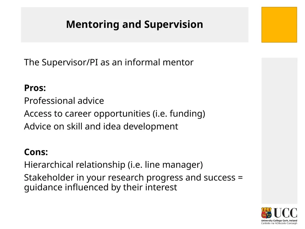 MENTORING FOR RESEARCHERS Paolo Saporito and Mary - slide 21 of 27
